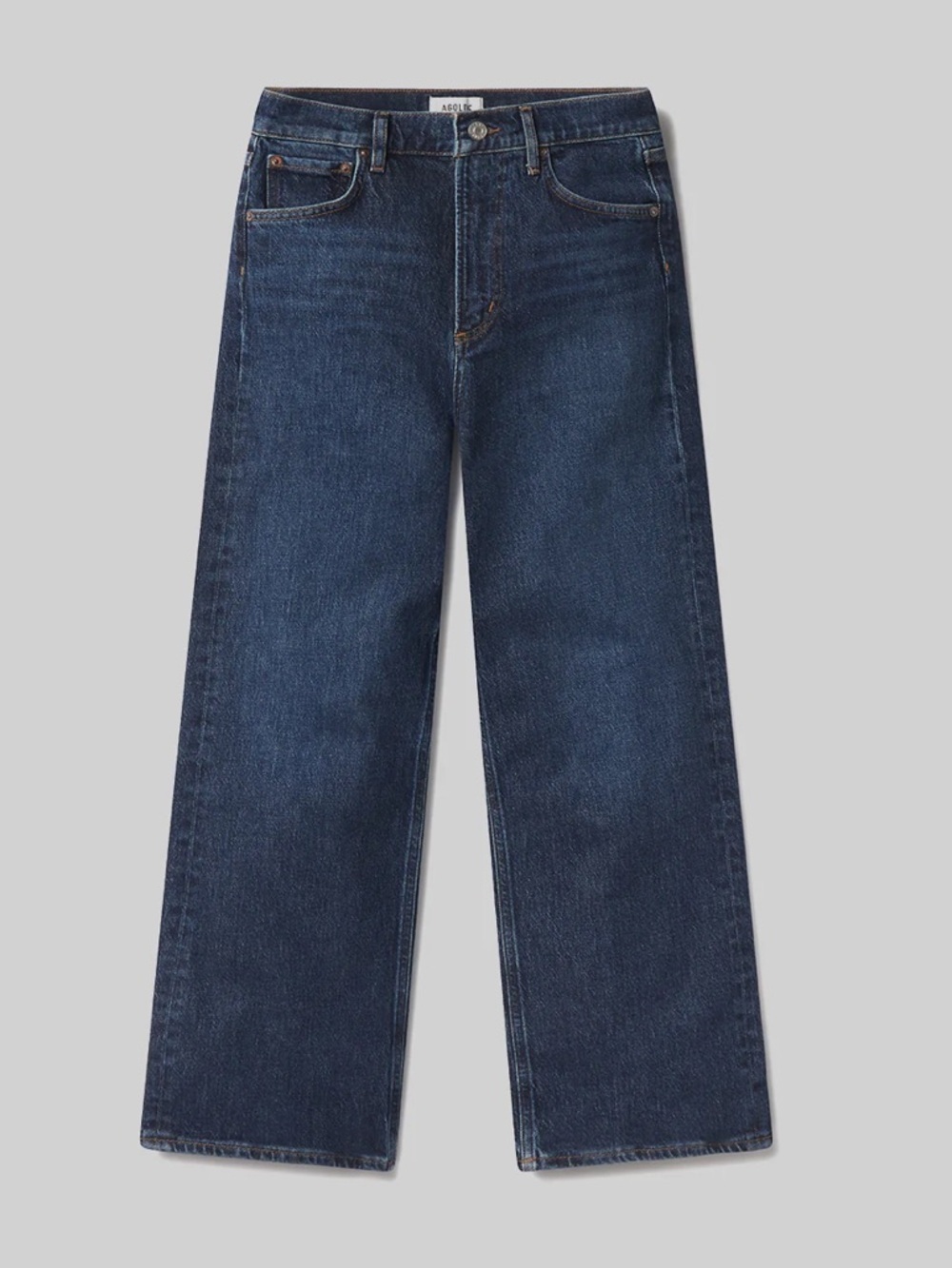 Agolde Ren Jean Echo 23 Dark Indigo Denim Jeans High Rise Wide Leg Blue Jean - Picture 5 of 9